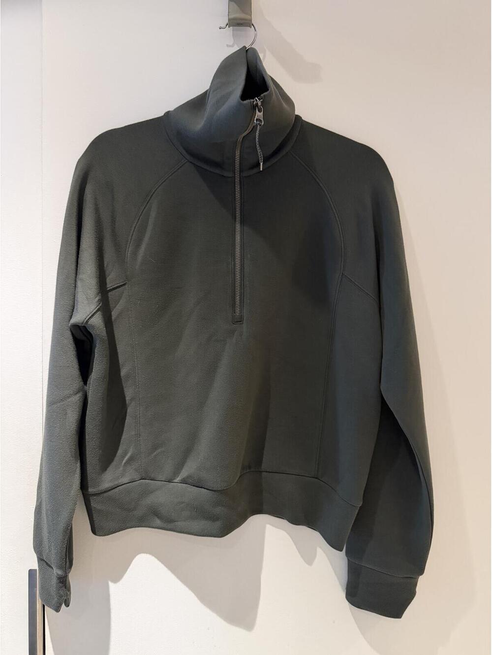 Spanx AirEssentials Olive Green Quarter-Zip Pullover Sweatshirt
